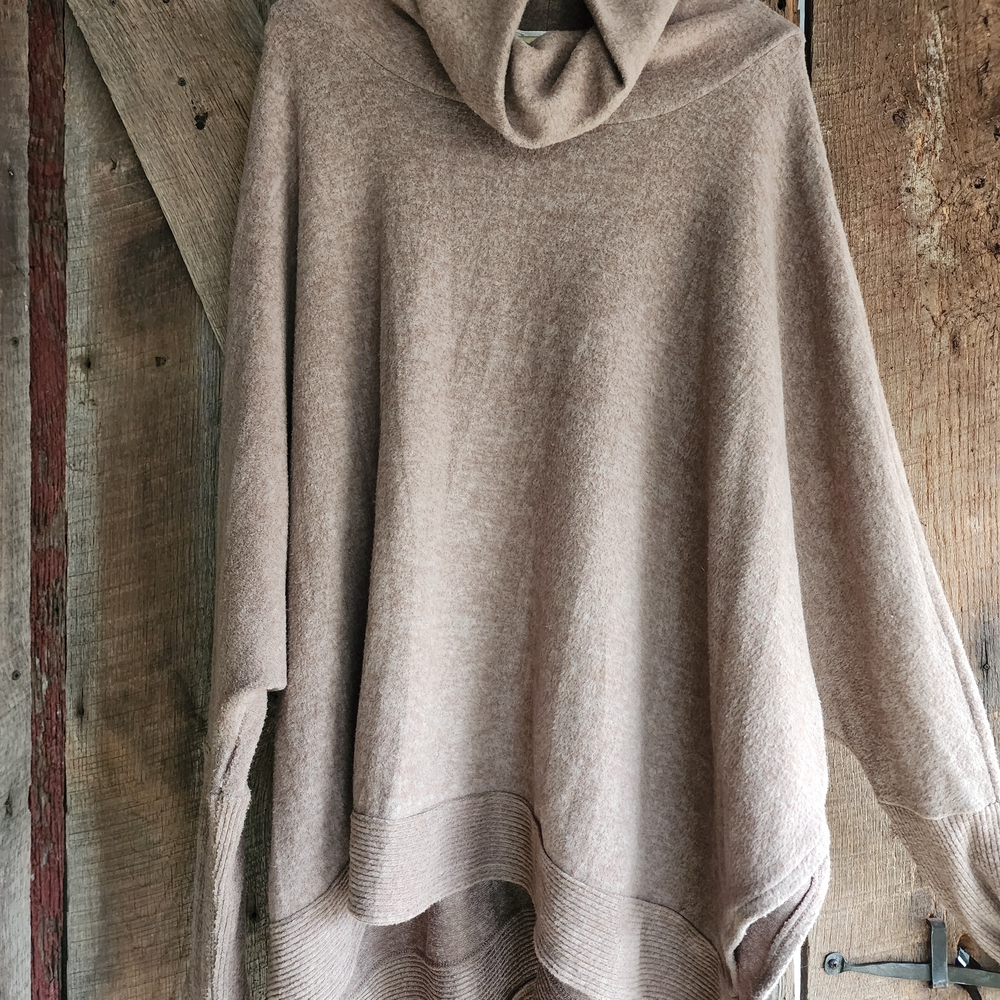 Zenana Outfitters Taupe Cowl Neck Sweater